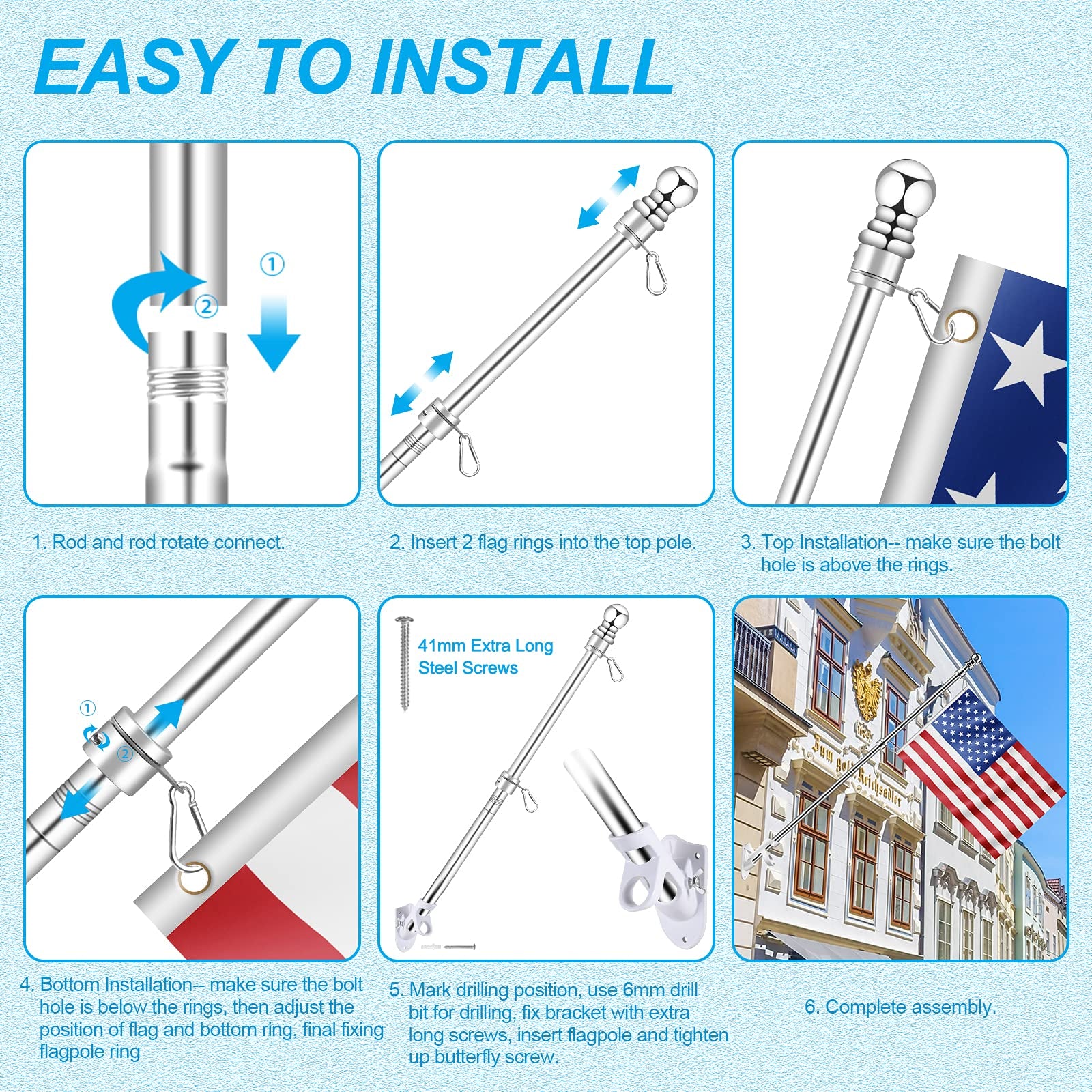 REERON 1-inch diameter pole hardware set for sturdy outdoor mounting