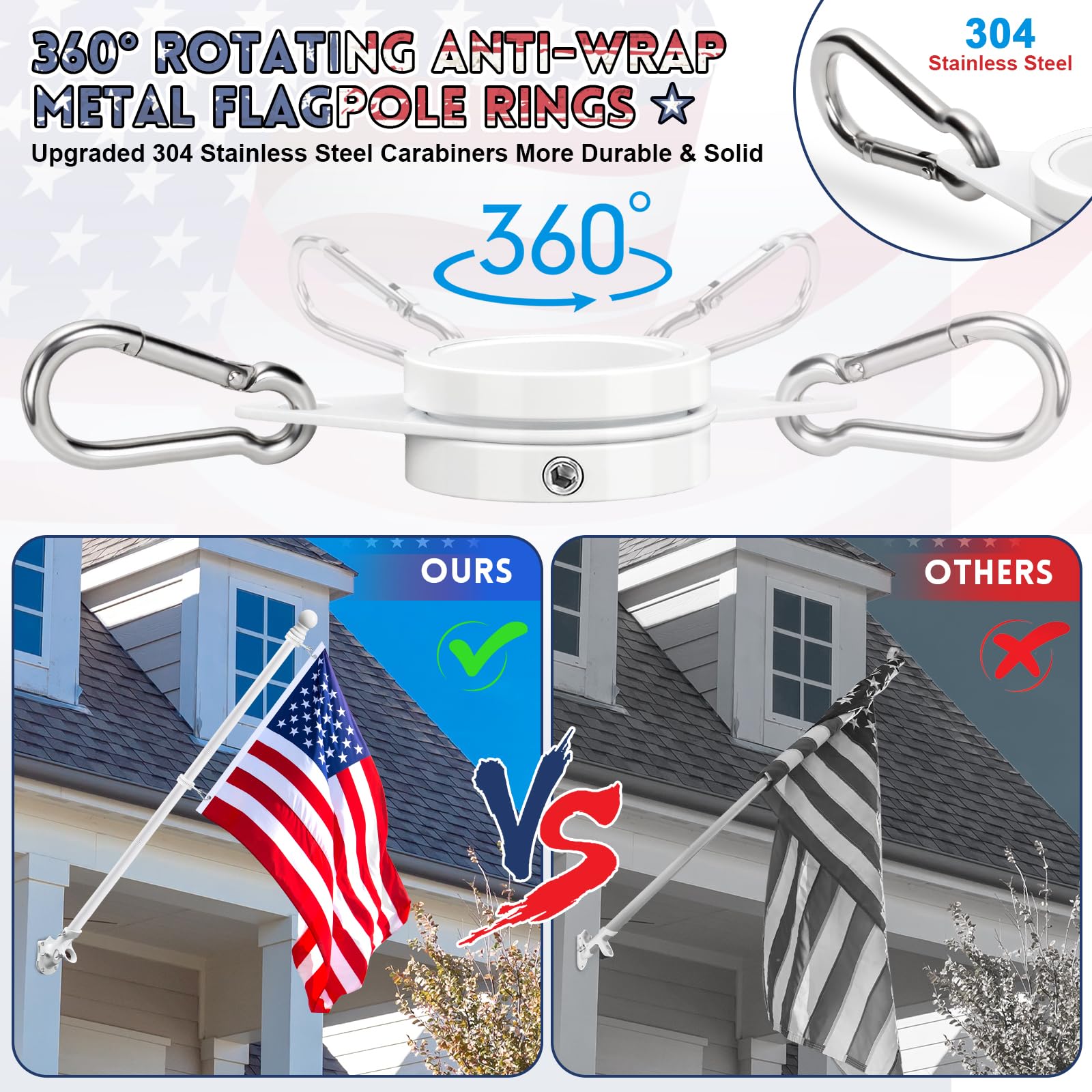 REERON 1-inch thickened flagpole provides sturdy outdoor performance