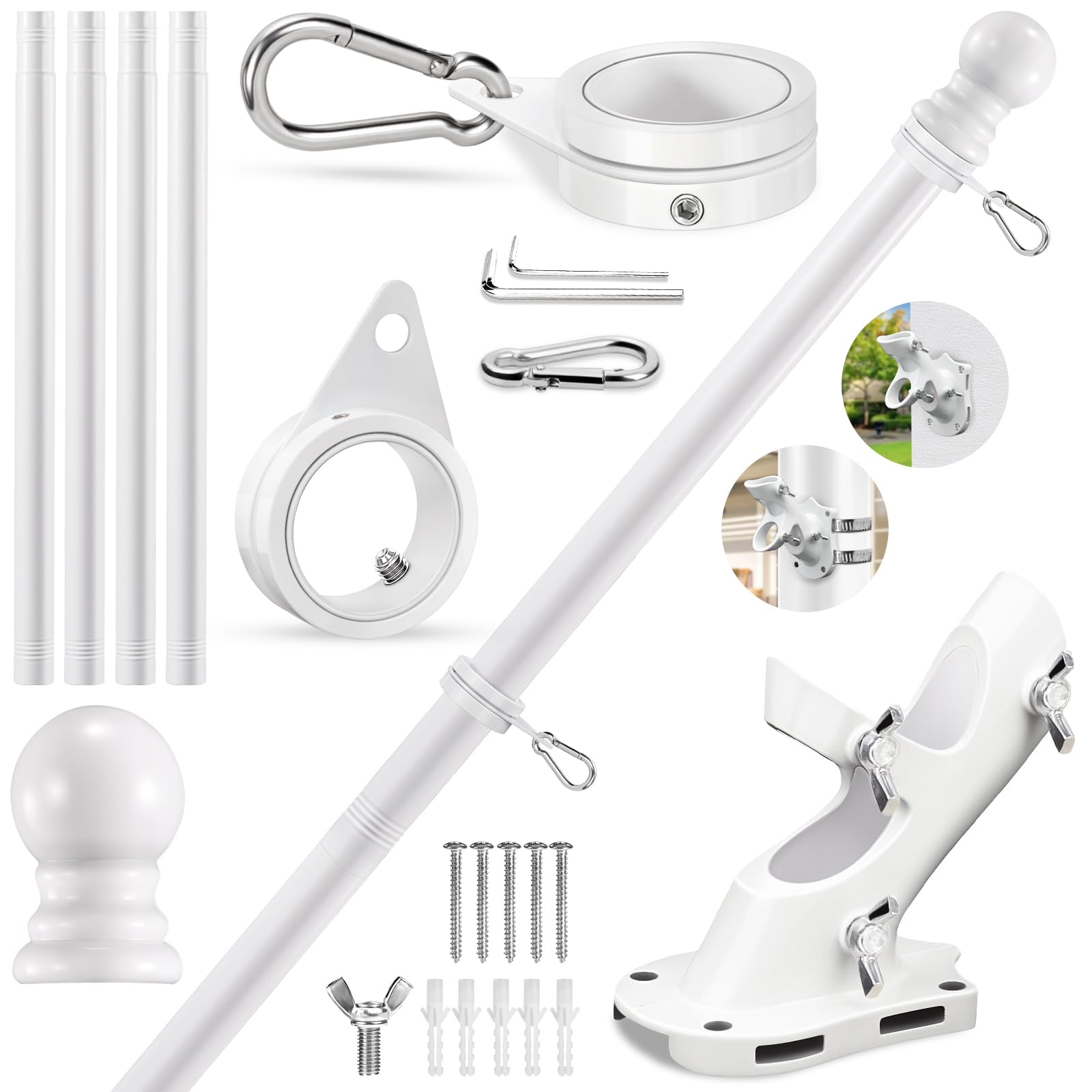REERON 5ft flag pole kit ready for outdoor display with easy setup