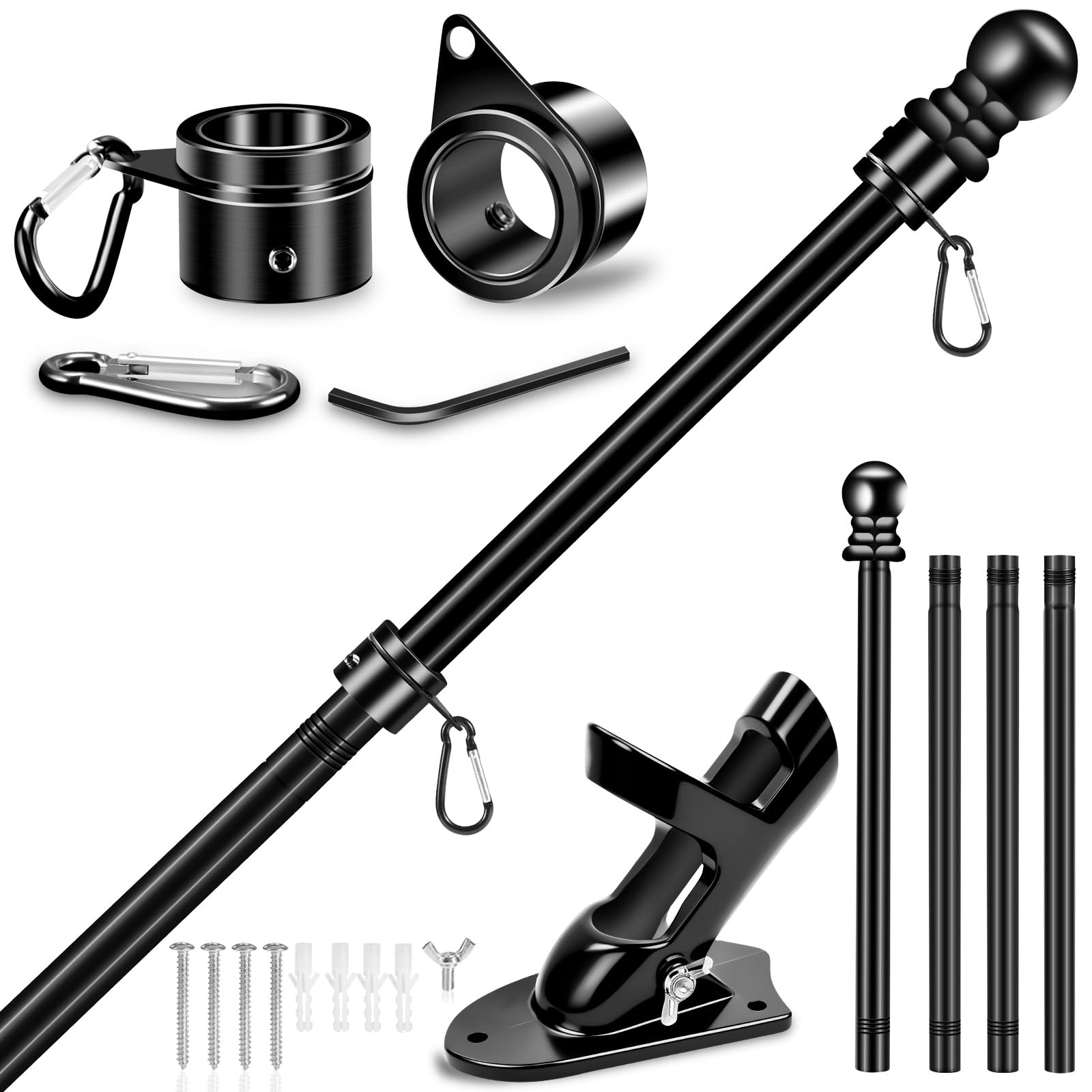 REERON 5ft flag pole kit outdoor view shows sturdy stainless steel construction for year-round display