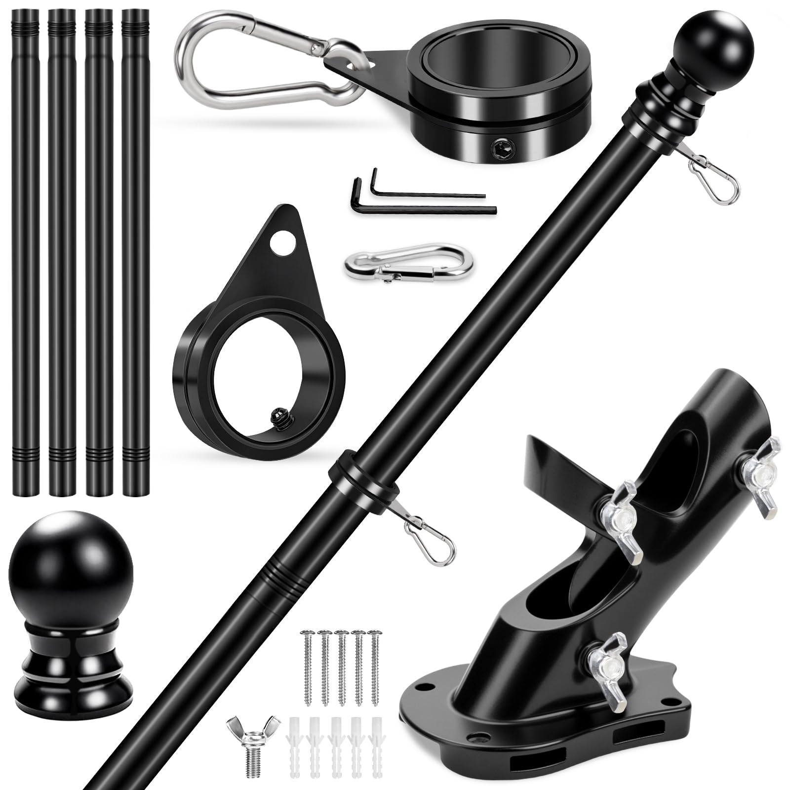 REERON 5 ft flag pole wall mount enables durable outdoor display.
