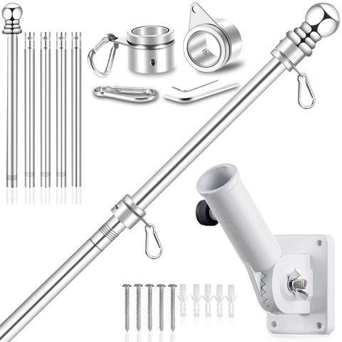 REERON 6ft flag pole kit on wall for outdoor display