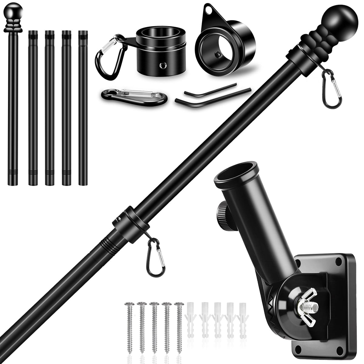 REERON 6ft flag pole kit ready for outdoor display and tool-free assembly.
