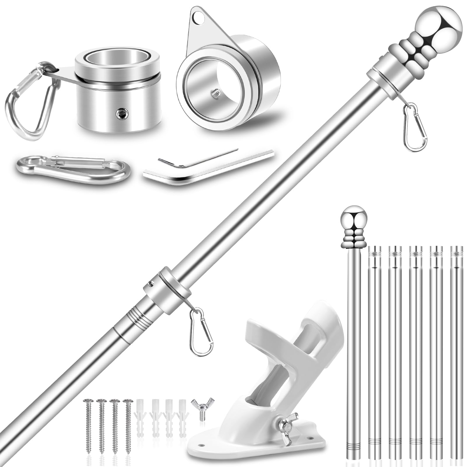 REERON 7ft flag pole kit mounted outdoors for durable display.