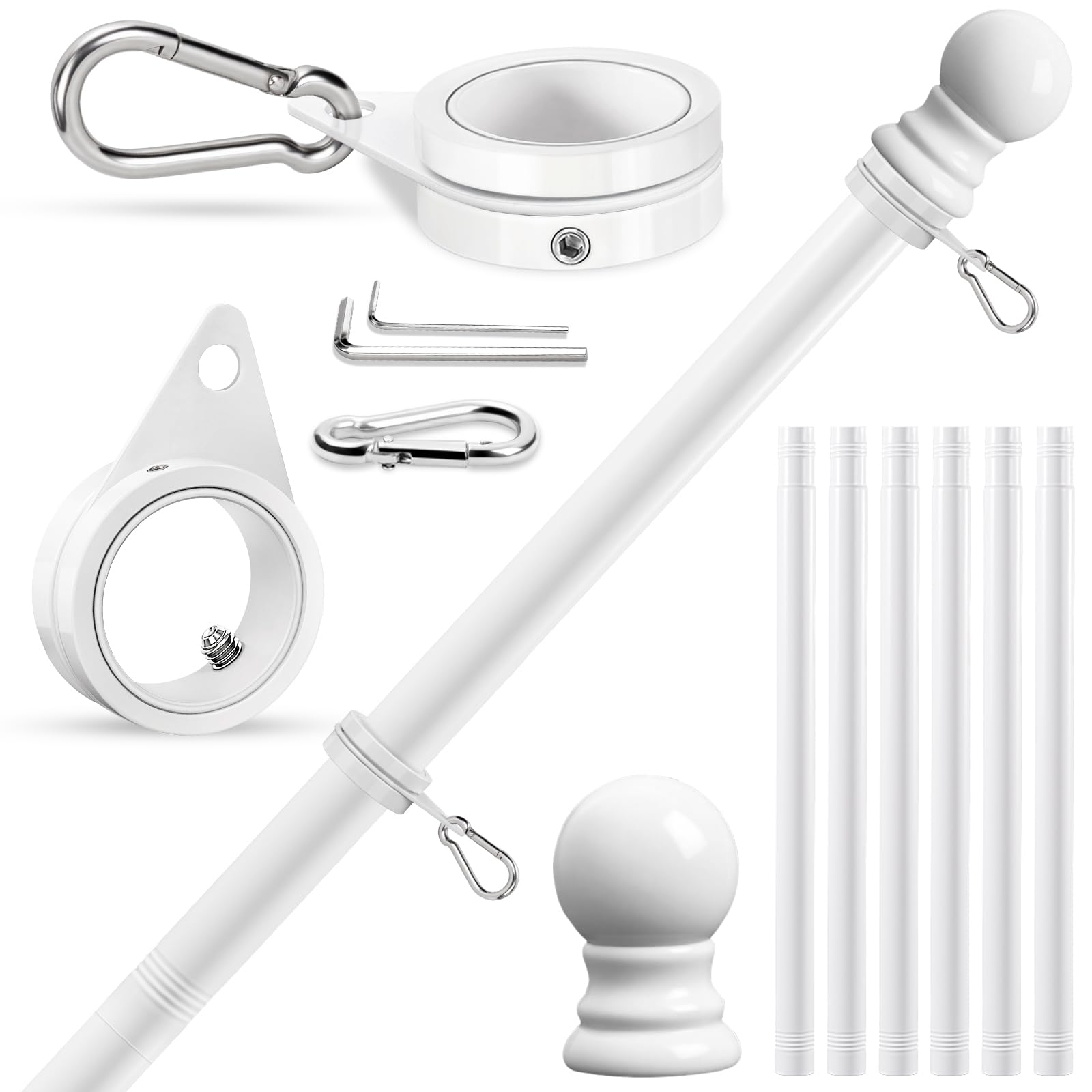 REERON 7 ft flag pole on wall mount for outdoor use with sturdy stainless steel