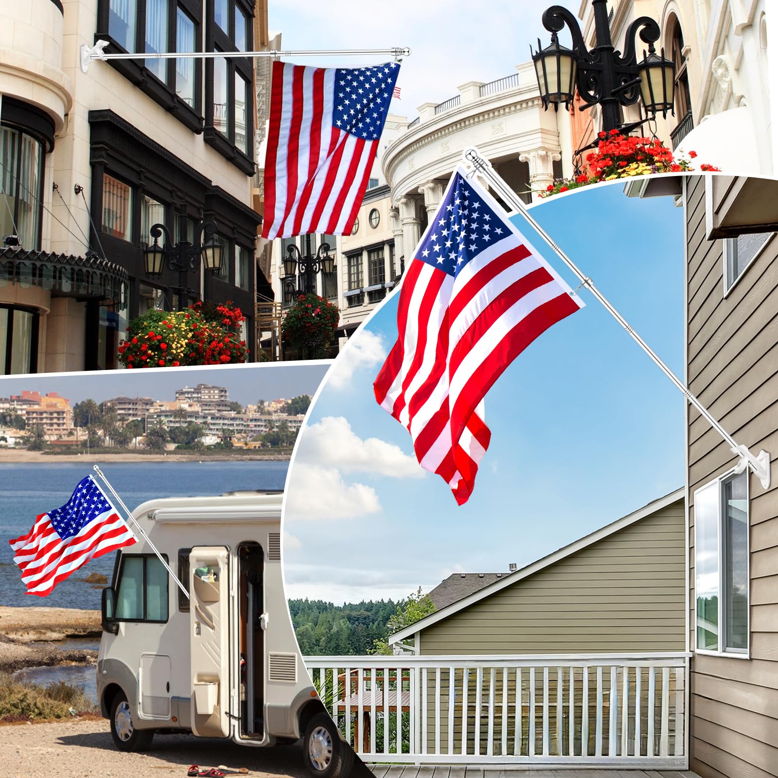 REERON adjustable flag pole length from 1.3ft to 5ft for different flags