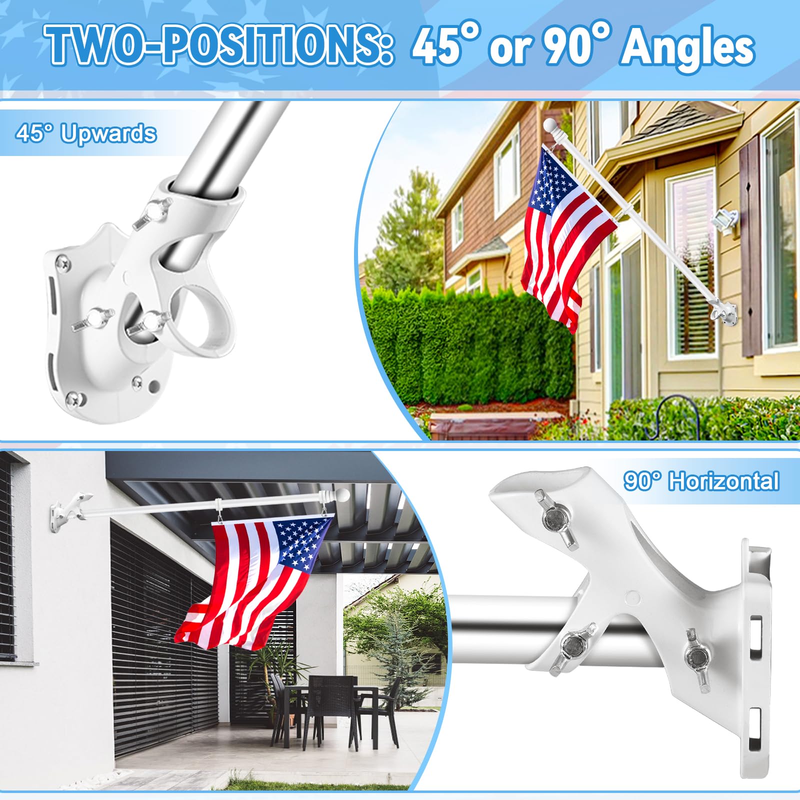 REERON aluminum outdoor flag holder with rustproof coating withstands weather