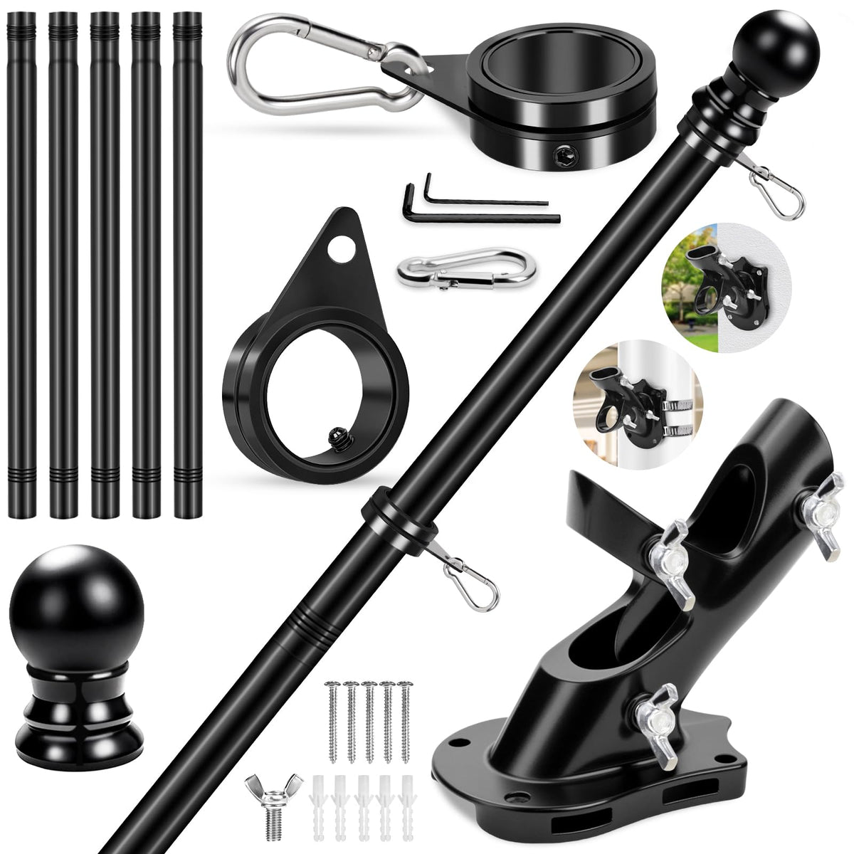REERON 6 ft stainless steel flag pole displayed outdoors for durability and style