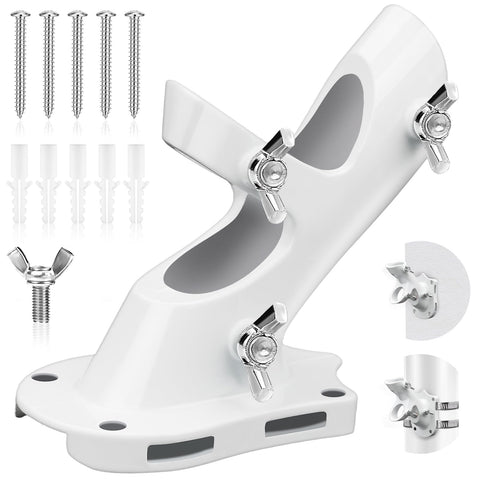 REERON 1-inch flag pole bracket mounted on white wall for durable outdoor use