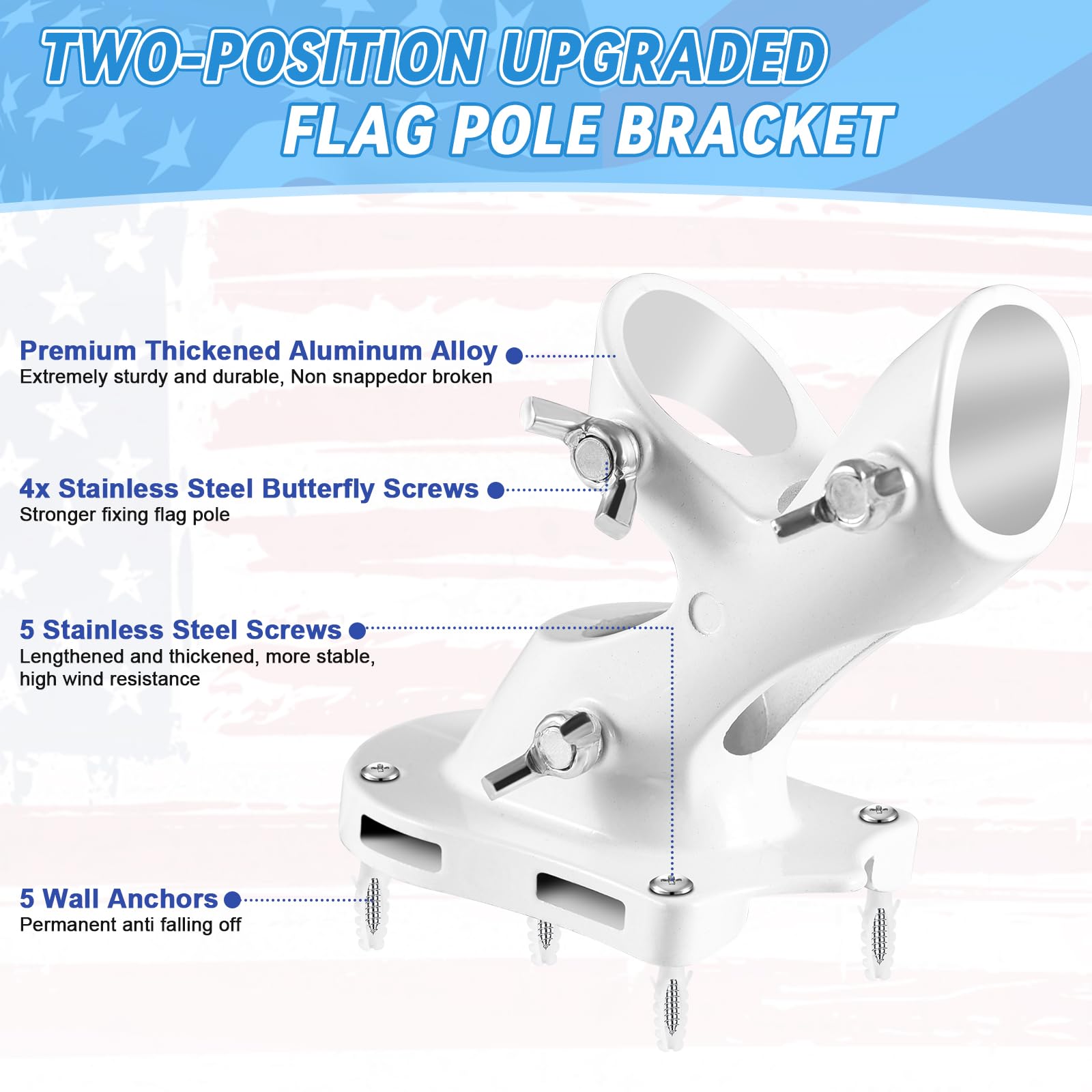 REERON 90-degree horizontal mount bracket secures flags along exterior walls