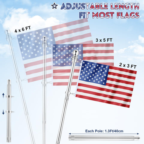 REERON adjustable-height flag pole allows tailored display height.