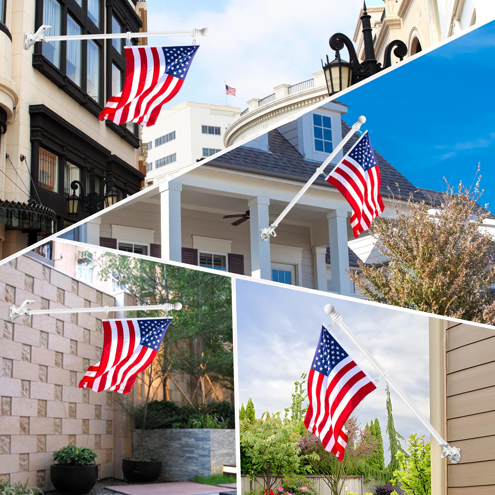 REERON 1-inch flag pole mount kit includes steel hardware for quick outdoor installation