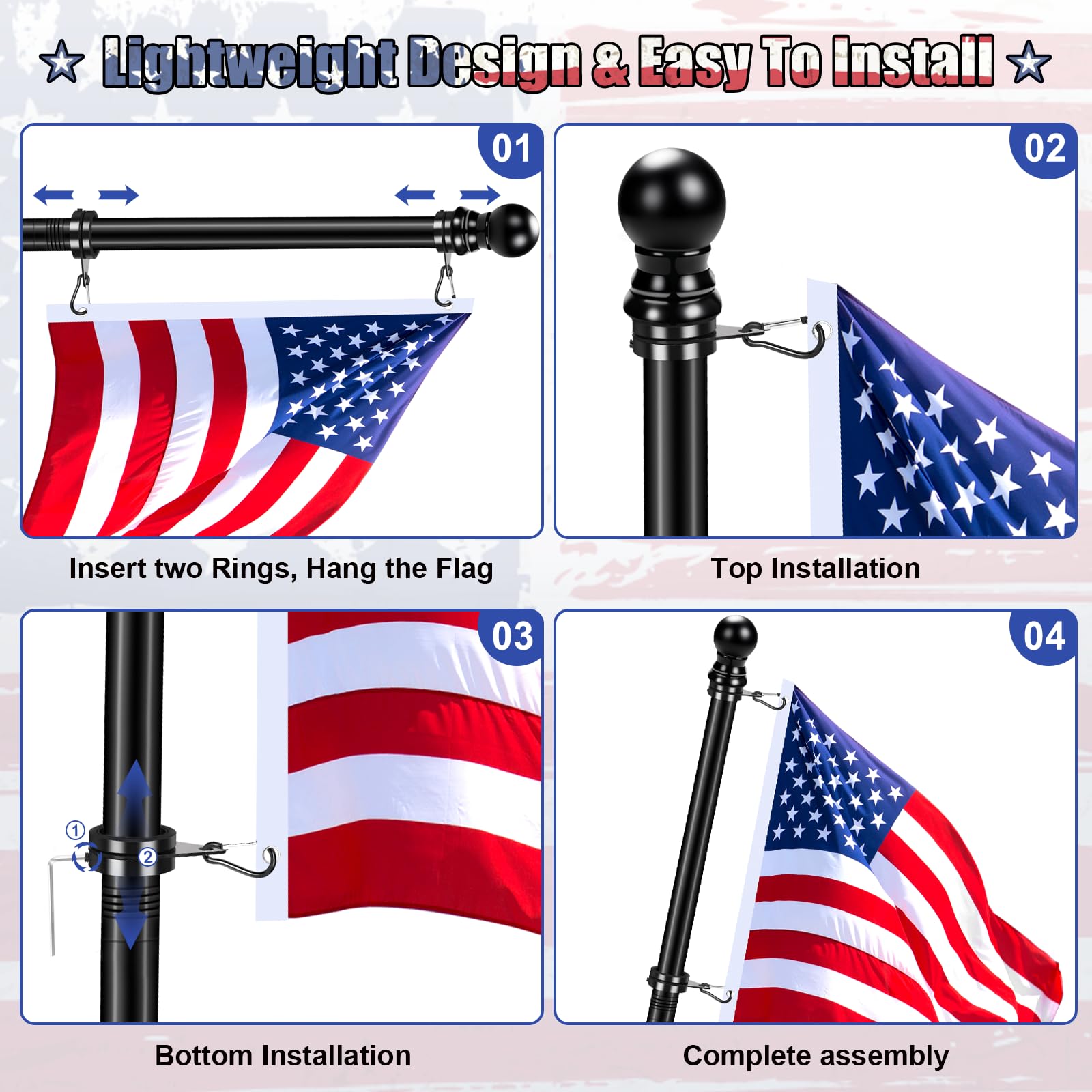 REERON flag pole rings offer easy installation in seconds.