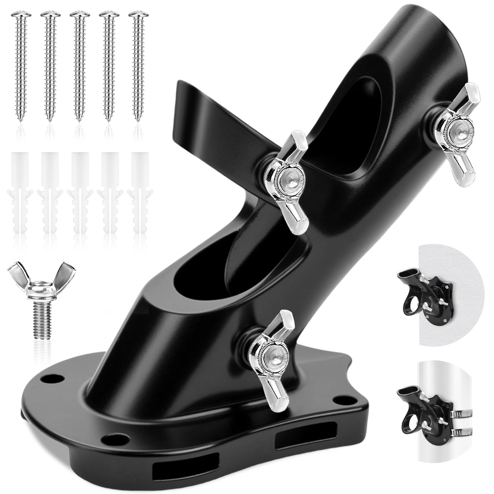 REERON 1-inch flagpole holder on wall for reliable outdoor display.