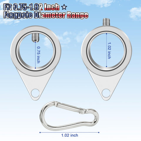 REERON four aluminum carabiners connect flags with grommets securely.