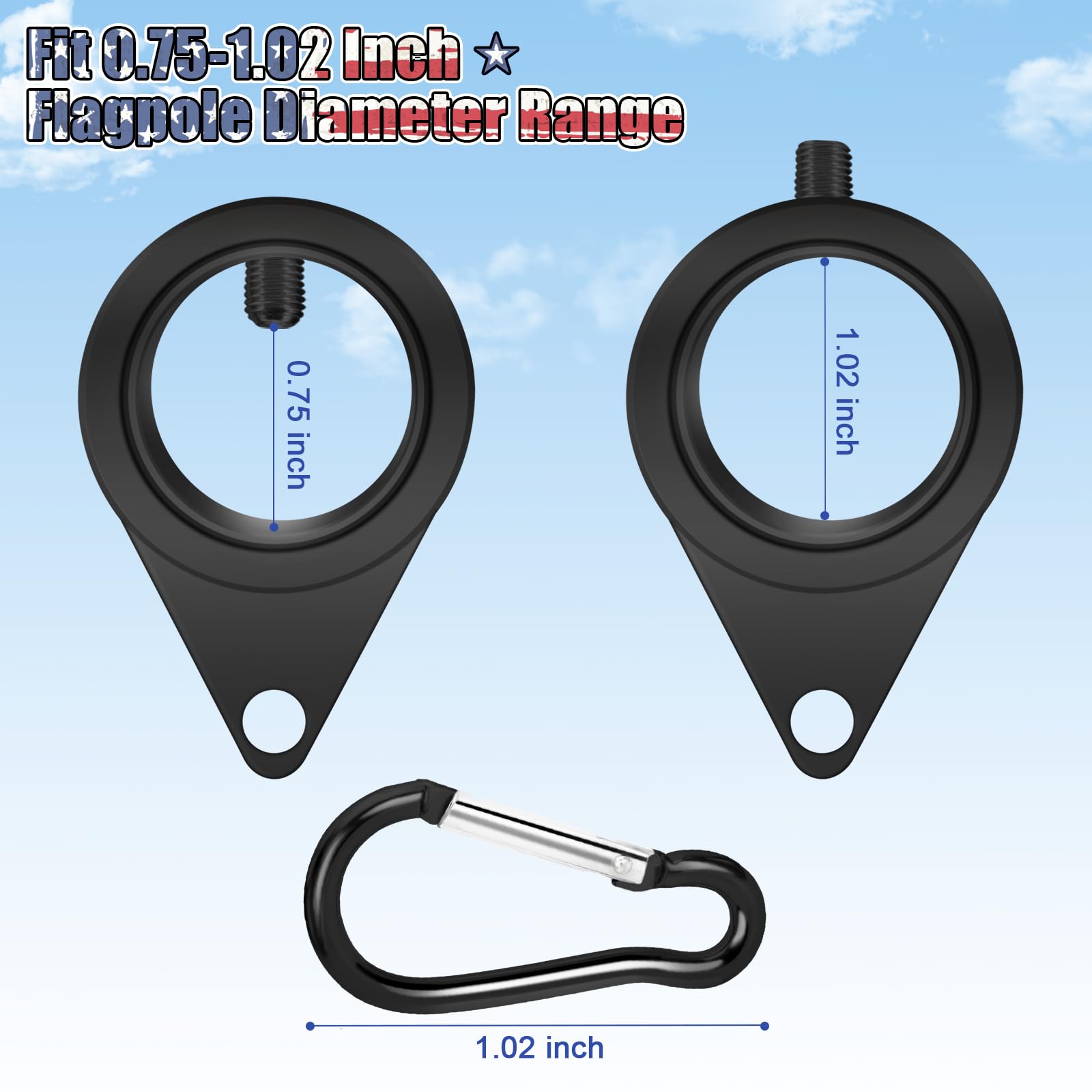 REERON aluminum carabiner connections attach flags with grommets easily.