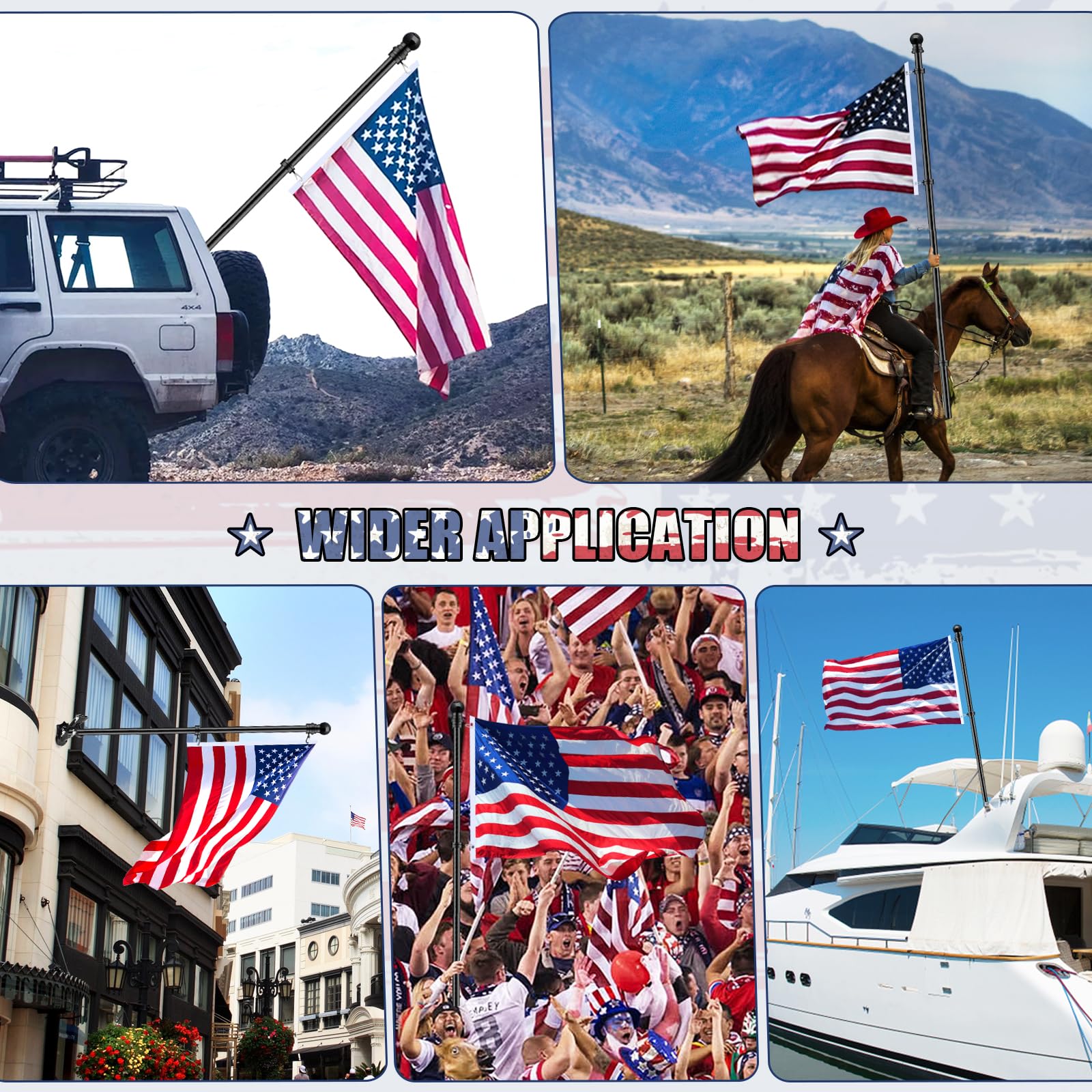 REERON outdoor flag display setup for homes, porches, or fences.