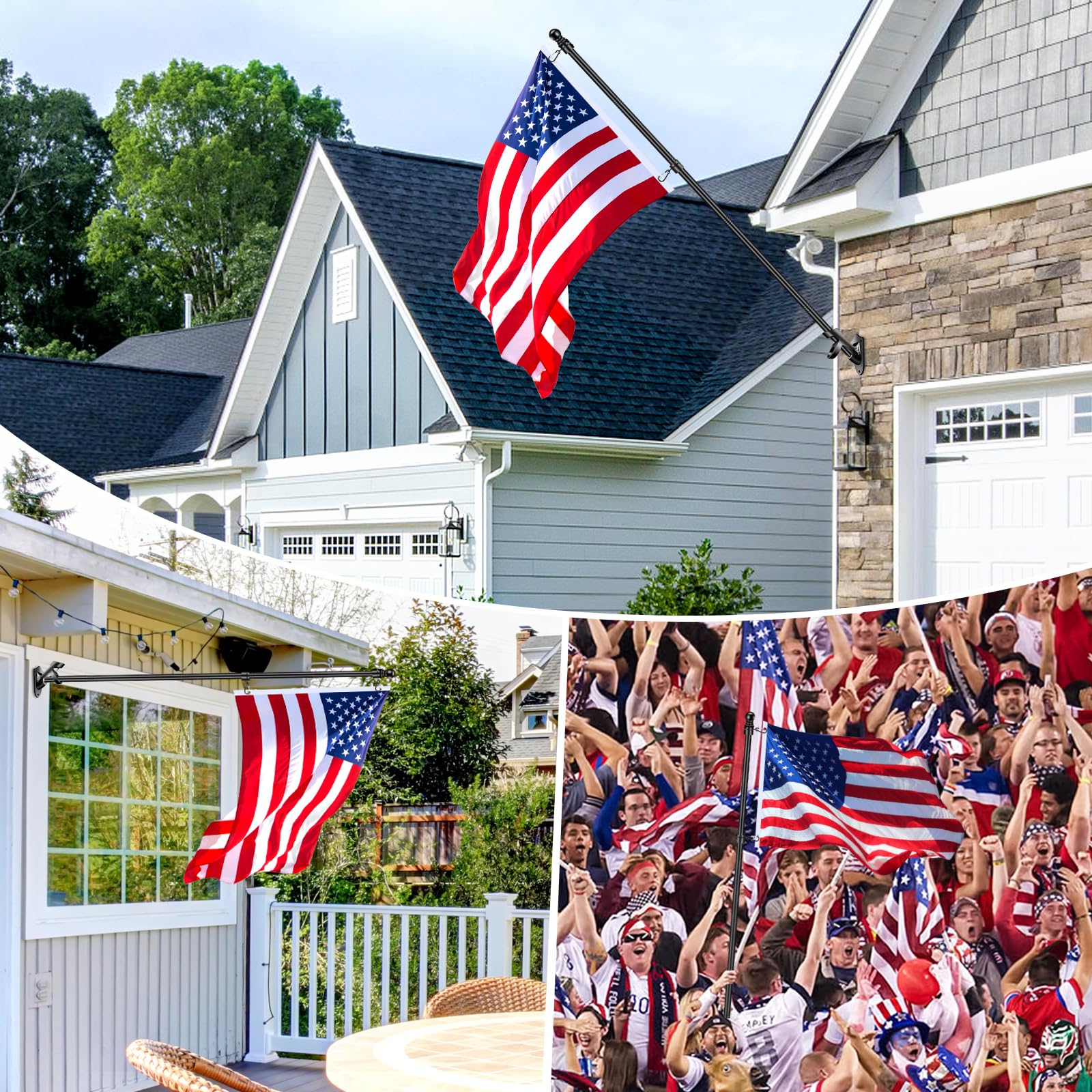 REERON outdoor flag pole setup suitable for porch, wall, or posts
