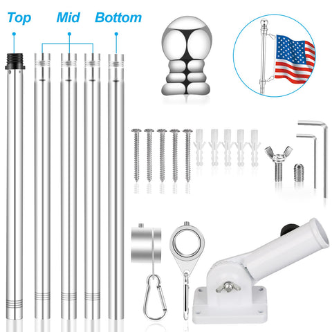 REERON stainless steel flag pole assembly for durable wall mounting