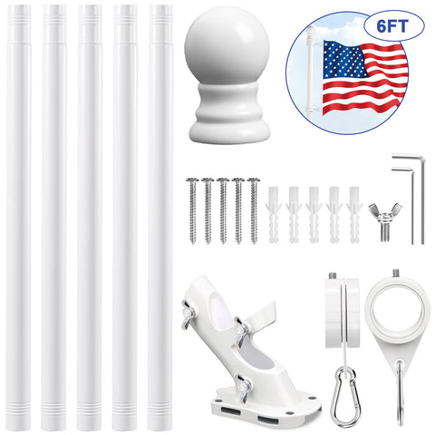 REERON stainless steel flagpole assembly offers durable, tool-free setup.
