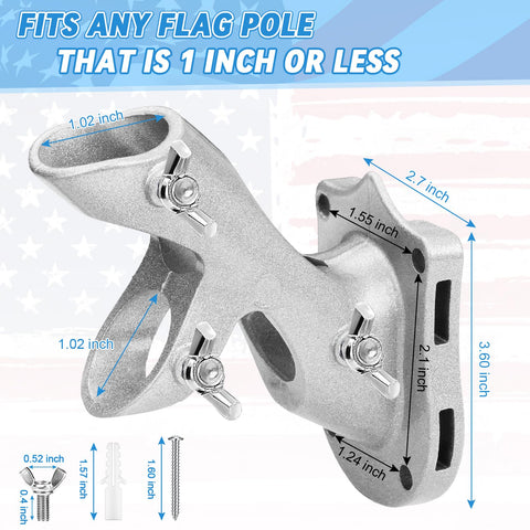 REERON two-positions flag-pole bracket enables 45° or 90° display.