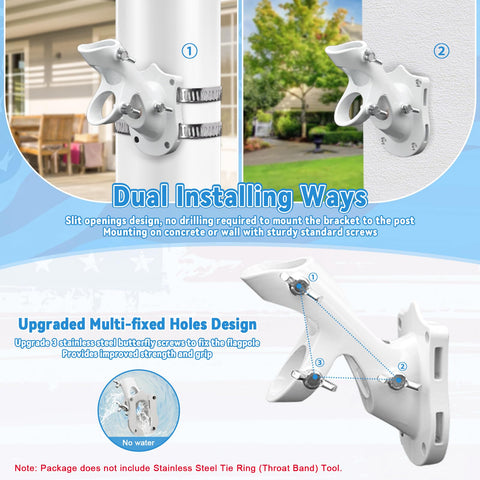 REERON wall mount with three fixed holes provides secure flagpole mounting