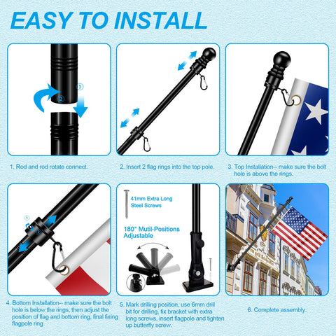 REERON wall mount bracket kit secures the pole for sturdy outdoor display.
