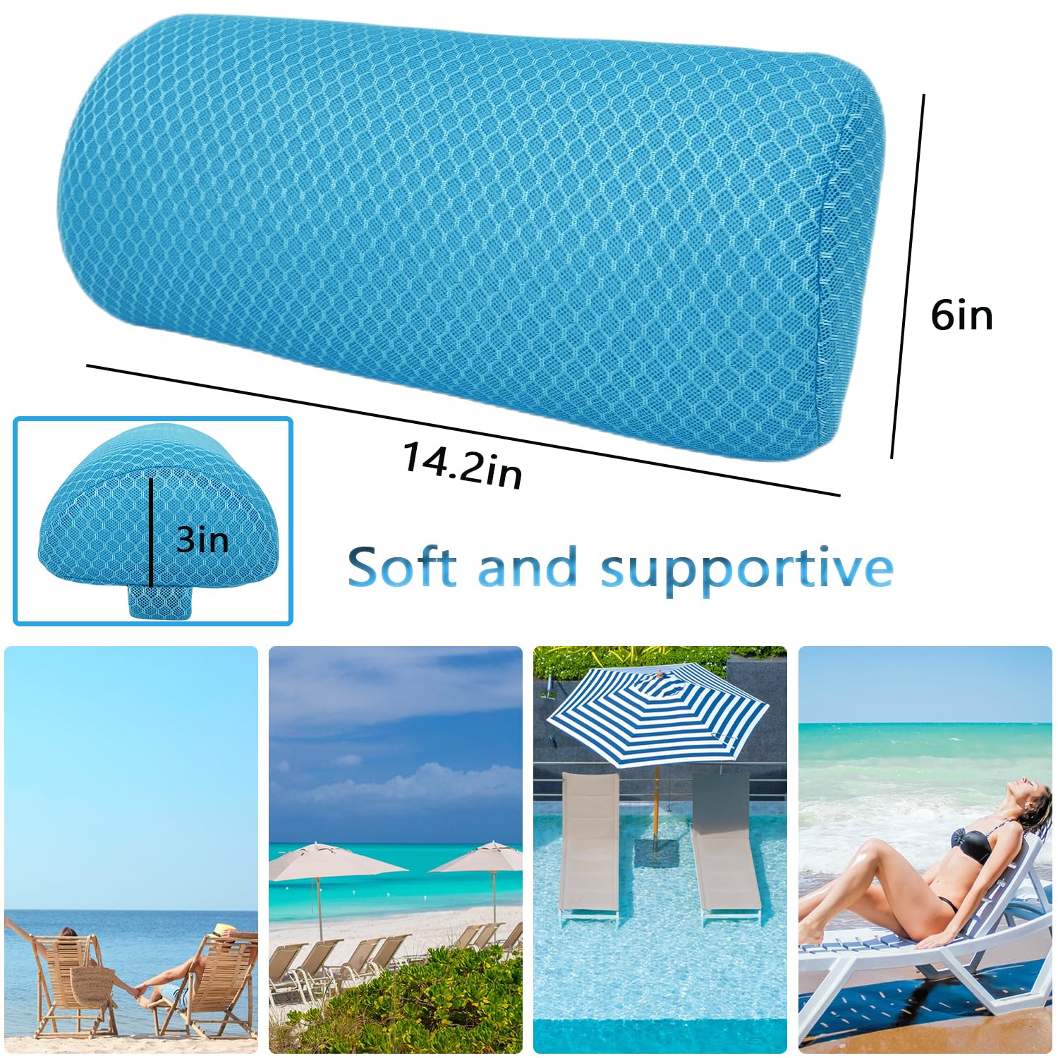 Blue headrest pillow from REEZEIVI enhances outdoor seating with calming color.