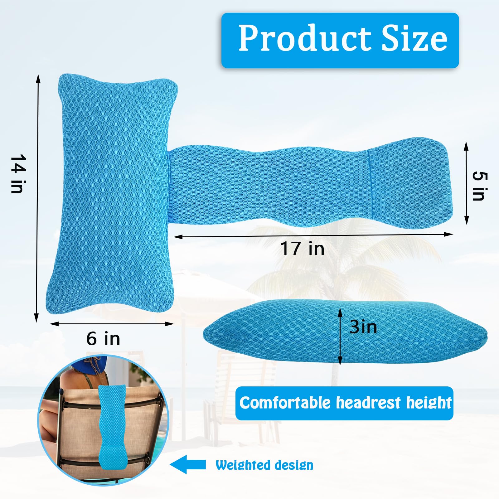 REEZEIVI chaise lounge spa pillow with quick-dry design for outdoor lounging