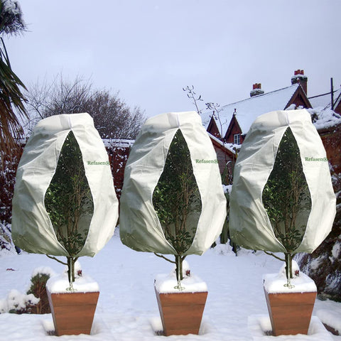 Breathable Refasen frost cloth protecting plants while allowing airflow and light.