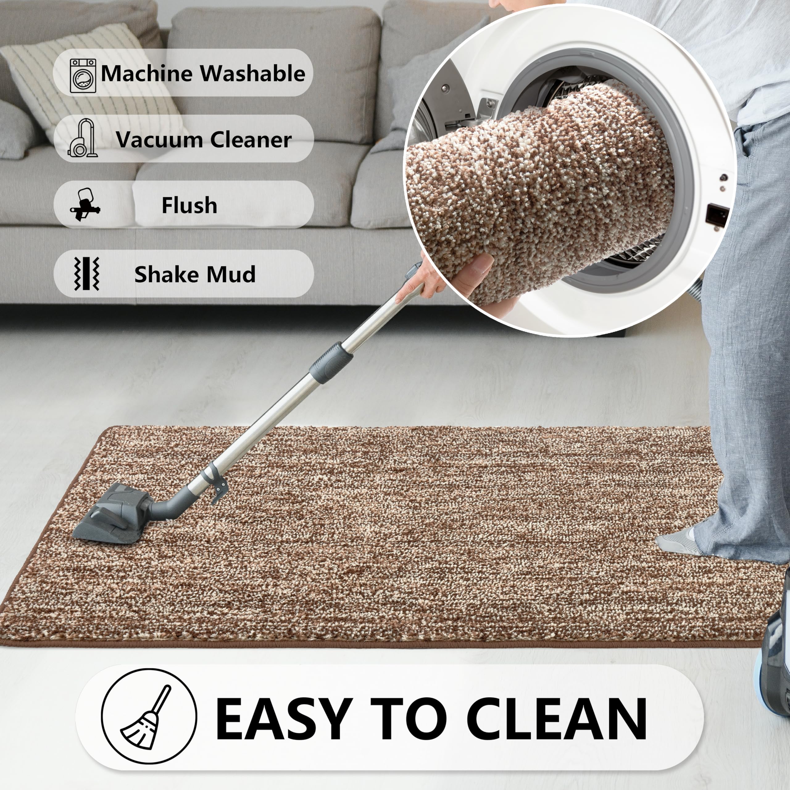 REFETONE door mat with dirt scraping layer traps debris