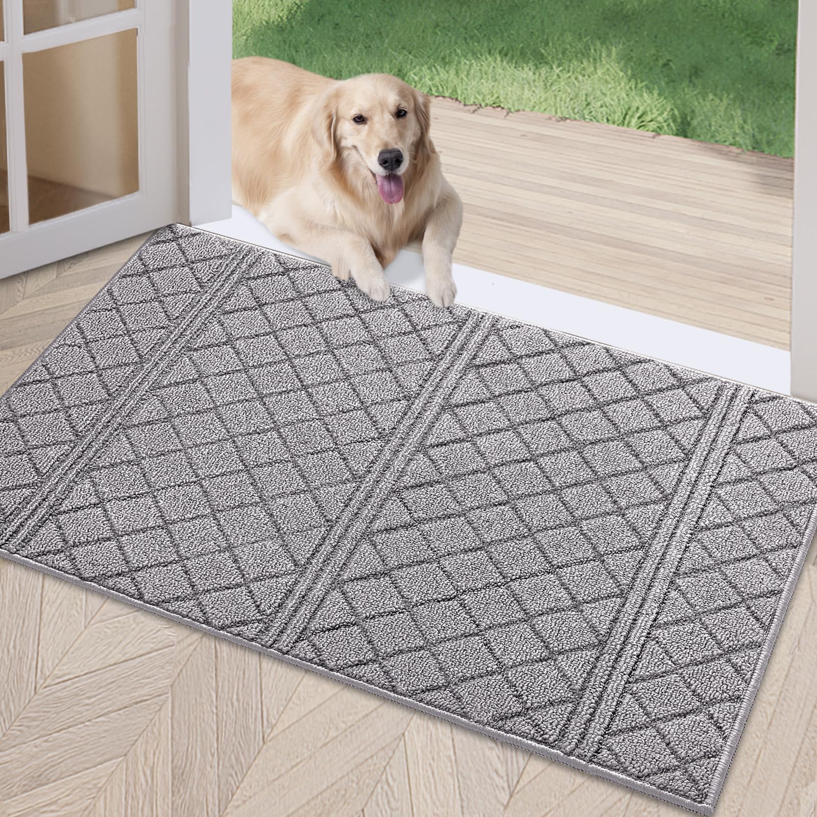 REFETONE indoor doormat absorbs moisture and traps dirt at the threshold.