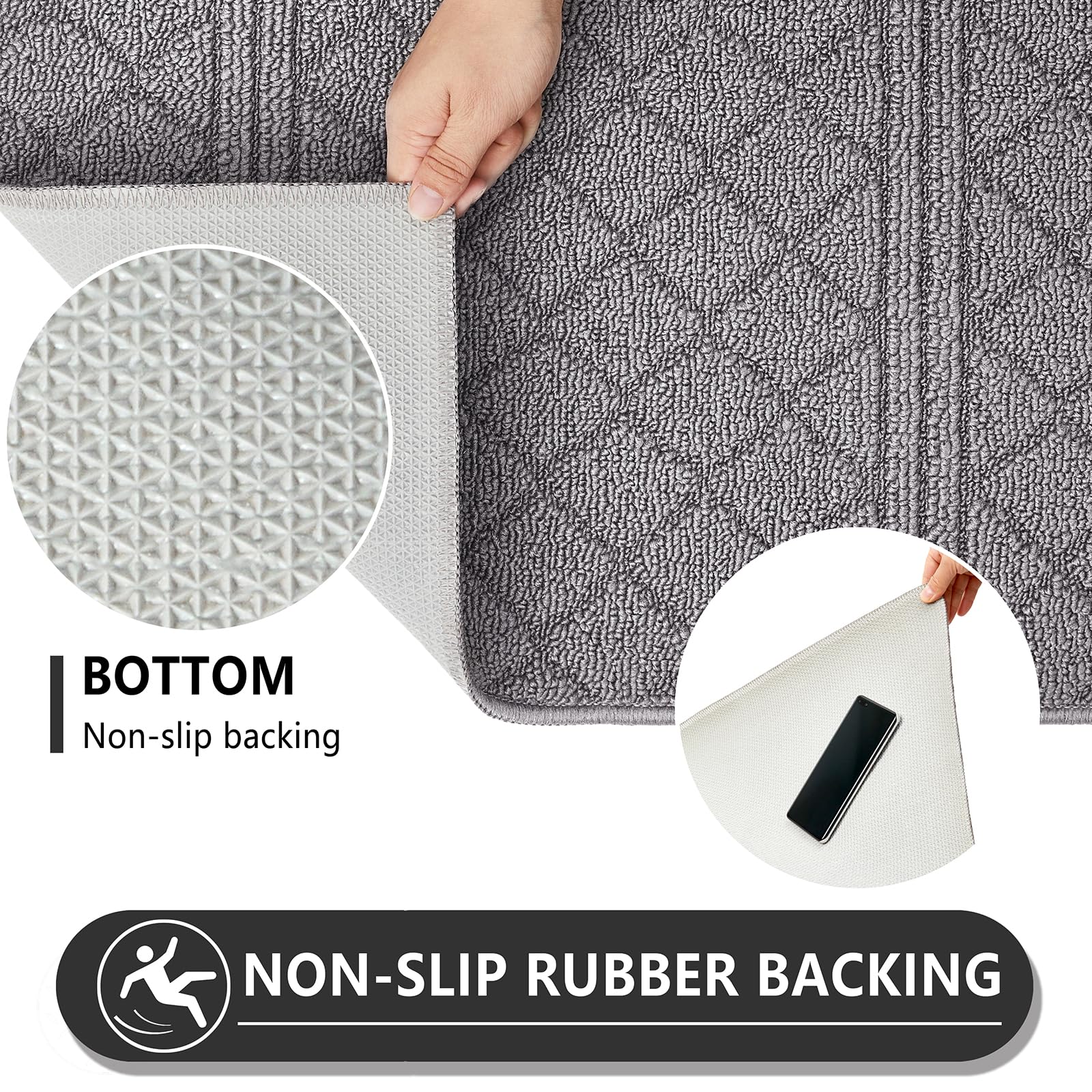 REFETONE doormat features non-slip backing for stable placement on floors.