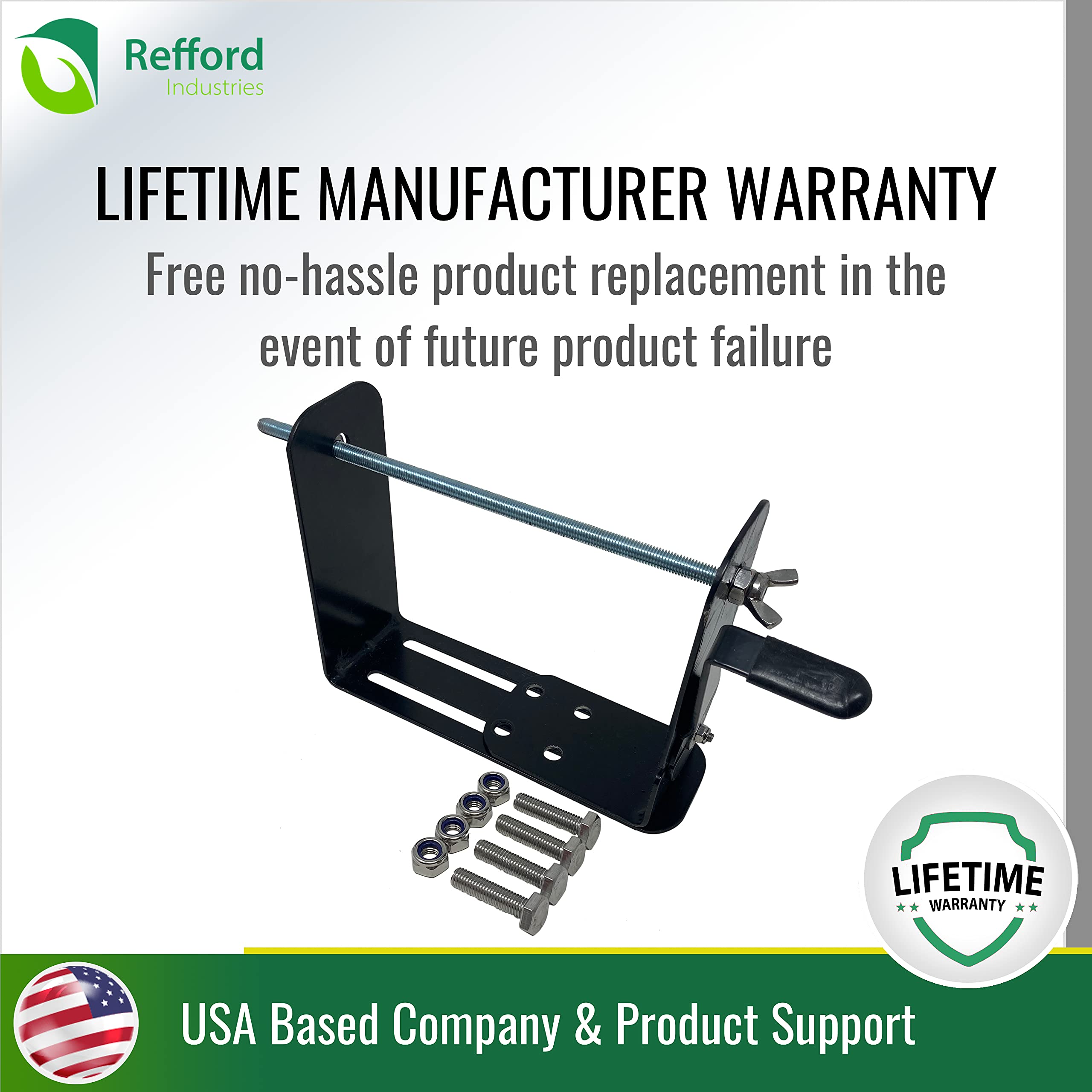 Lifetime warranty from Refford on the line holder bracket