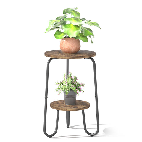 REFGY 2-tier wood plant stand close-up shows sturdy vertical display.