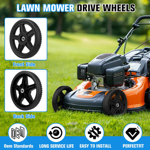 Refitial 12-in universal push lawn mower wheels side profile with durable rubber tread.