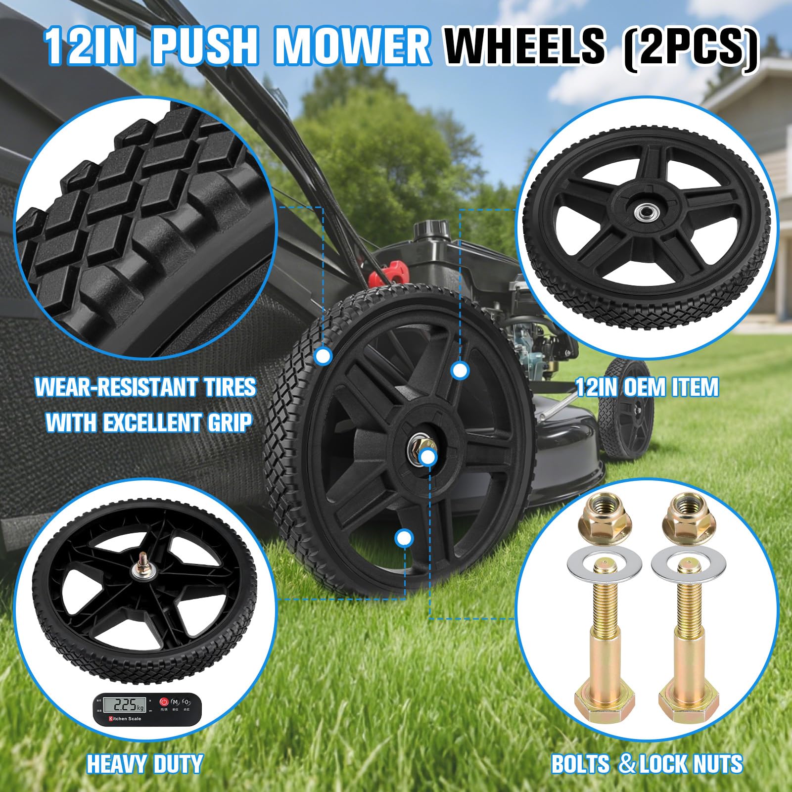 Refitial wheels pack includes bolts and nuts for easy installation.