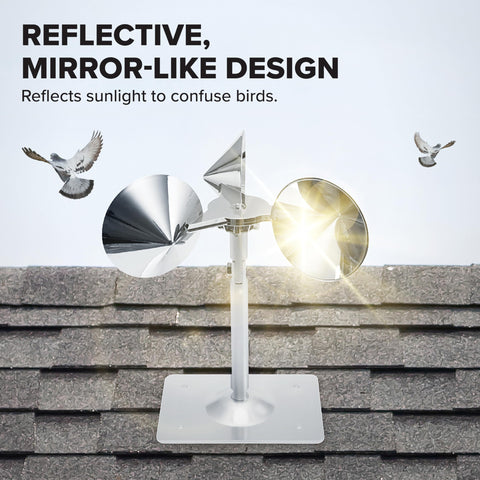 Close up of Reflect-A-Bird mirror surface reflecting light