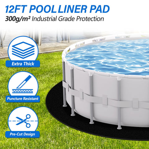 REGMICS heavy-duty pool mat on gravel ground cushions the liner.