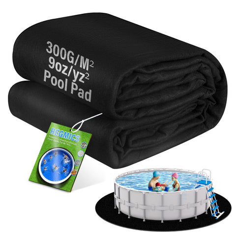 REGMICS 12ft round pool pad under a soft-wall pool protects the liner.