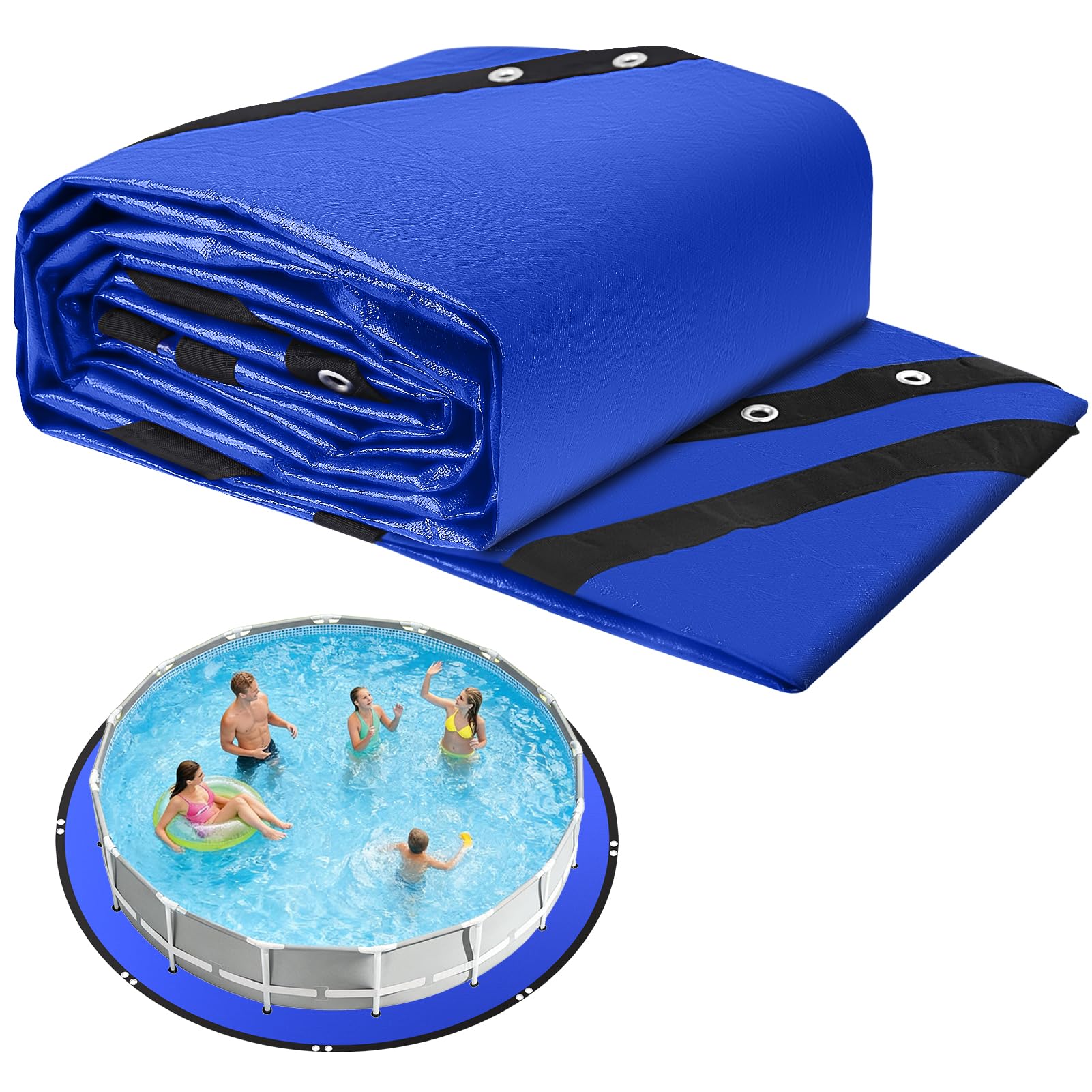 REGMICS round pool liner pad with grommets for secure anchoring in outdoor pools
