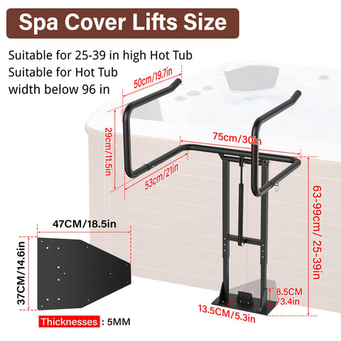 REGMICS adjustable height 25-39 inches fits multiple spa heights for flexible use.