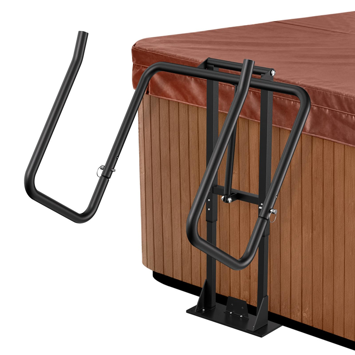 REGMICS aluminum hydraulic hot tub cover lift shows smooth, effortless operation for heavy spa covers.