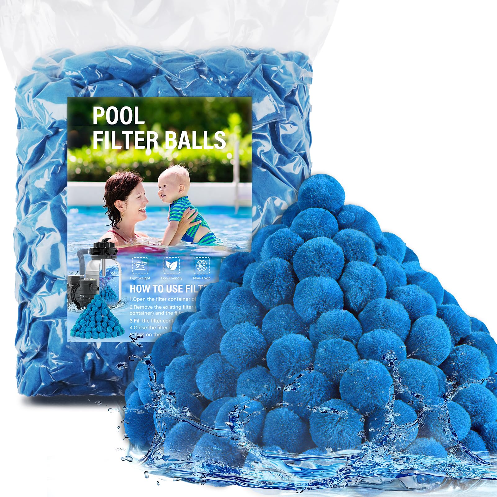 REGMICS pool filter balls 4lbs close-up showing dense media for efficient filtration