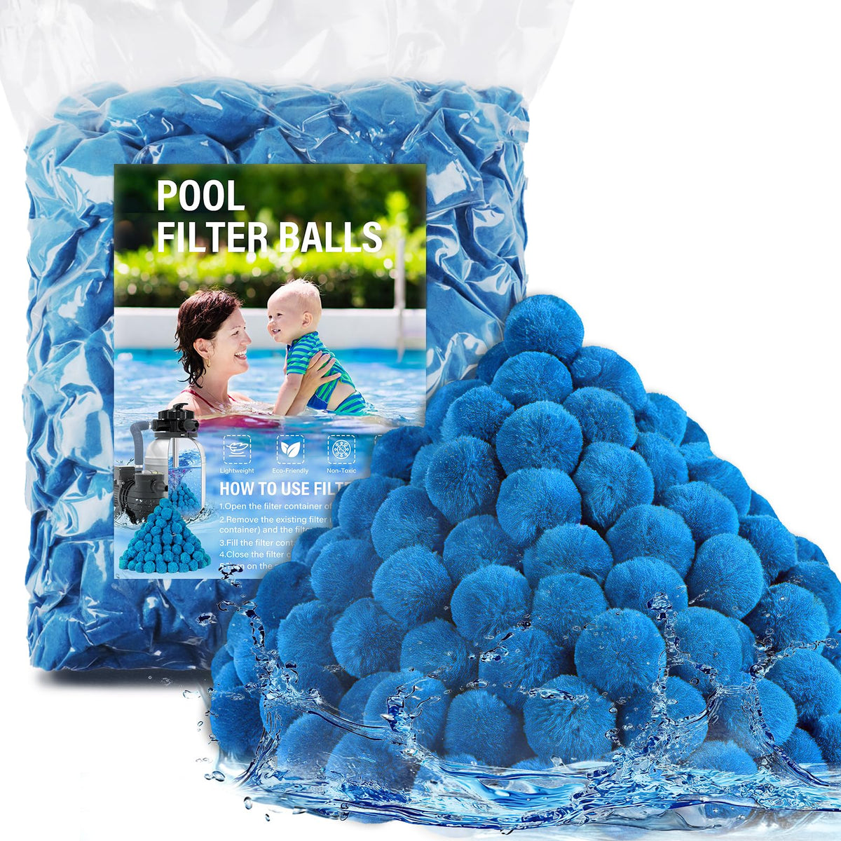 REGMICS pool filter balls 4lbs close-up showing dense media for efficient filtration