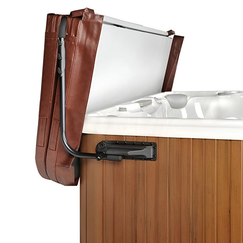 REGMICS spa cover lift pivot top mount in action for effortless one-person removal