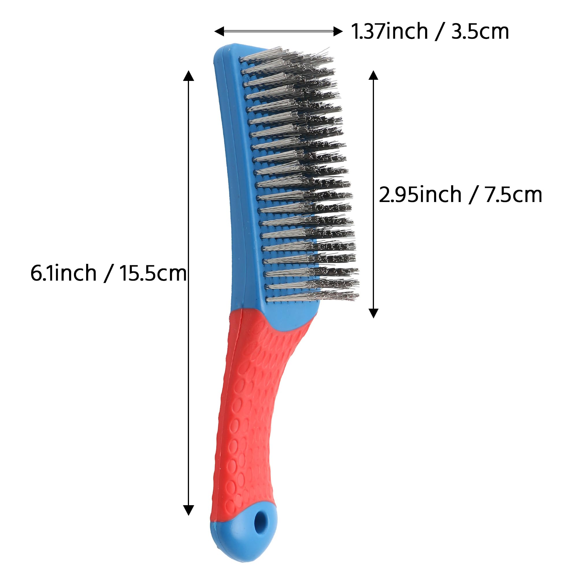 Regpre open-structure metal bristle brush dries quickly after use.