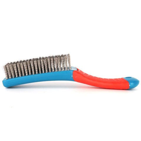 Regpre stainless-steel wire brush cleans concrete without scratching.