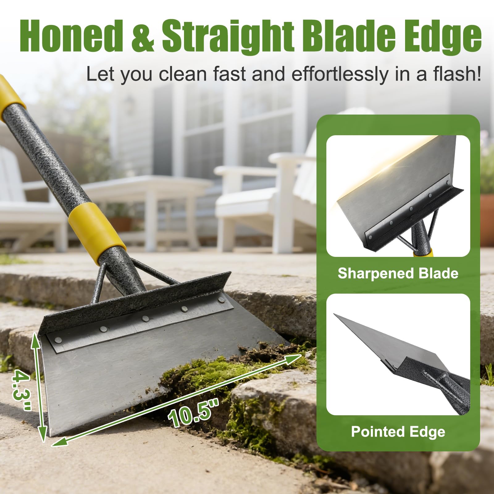 REILEIHODE garden flat shovel adjustable-handle-extended enables comfortable reach during long use.