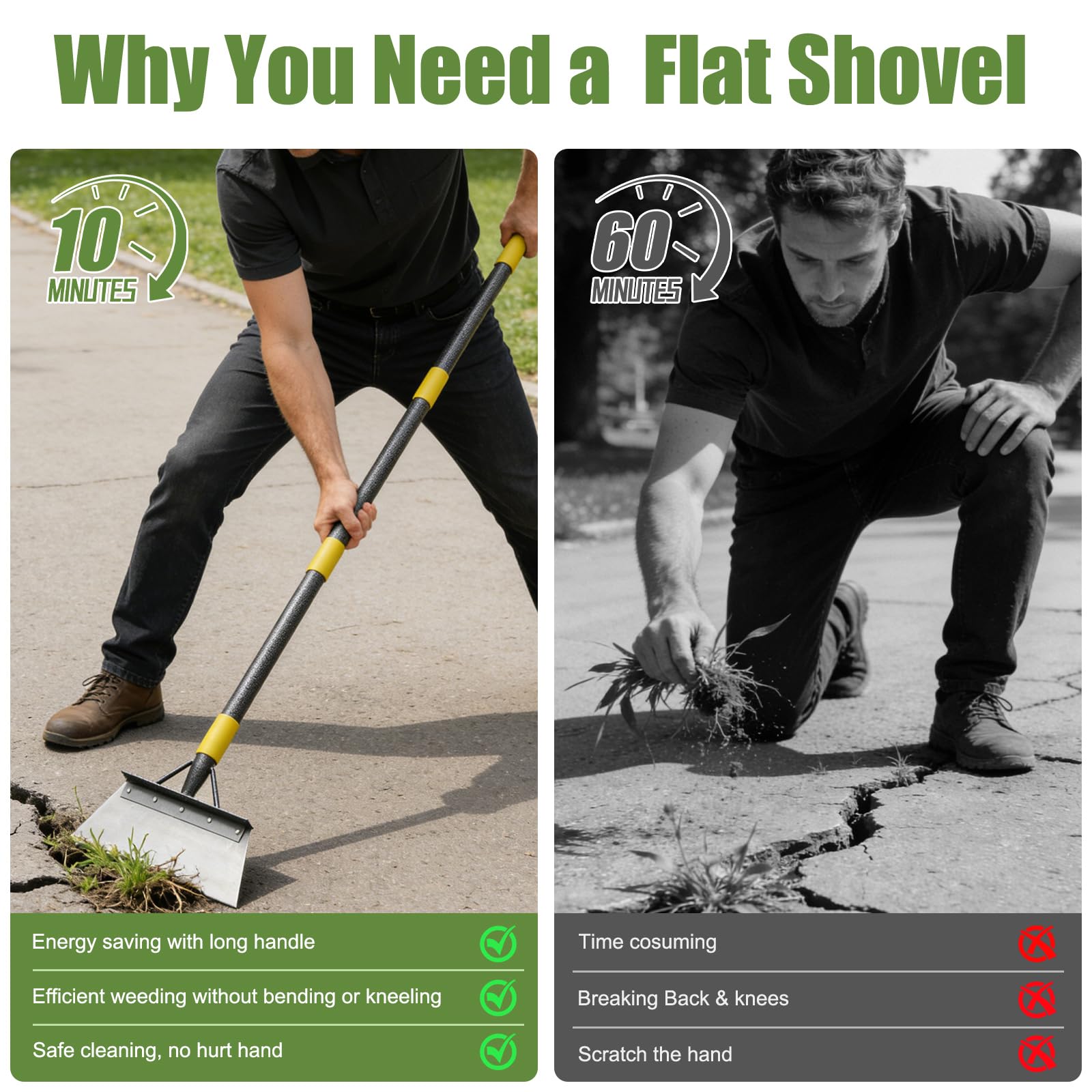 REILEIHODE garden flat shovel ice-removal helps clear snow and ice efficiently.